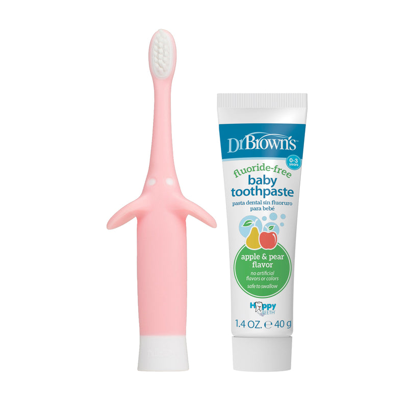 Dr. Brown’s Infant-to-Toddler Training Toothbrush Set with Fluoride-Free Baby Toothpaste