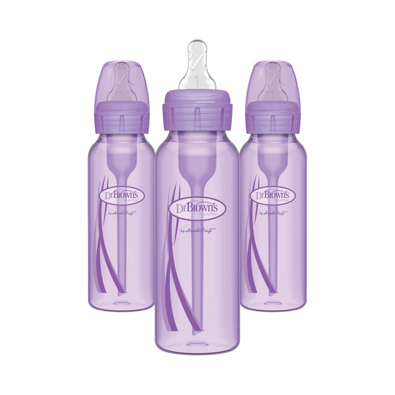 Dr. Browns Natural Flow Anti-Colic Baby Bottles, Lavender, 8oz, 3 Pack