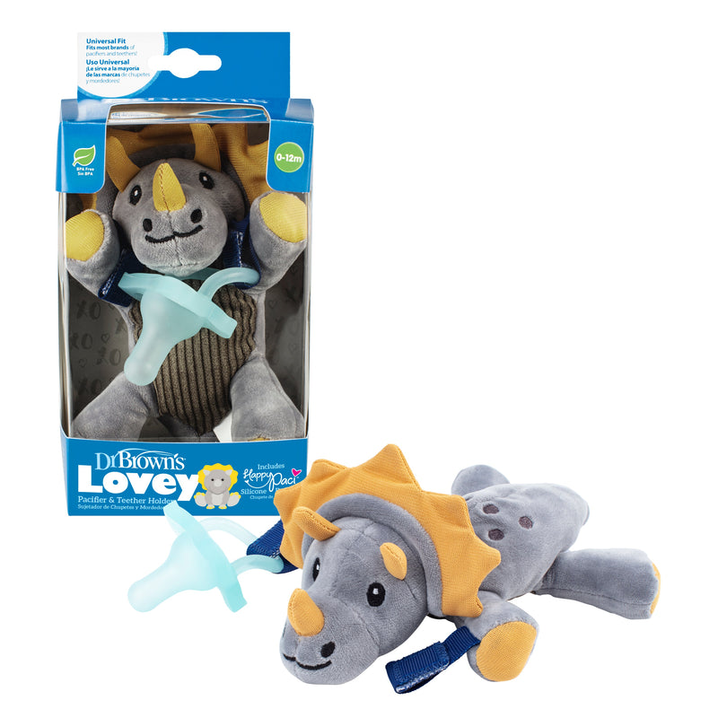 Dr. Brown's Lovey Triceratops with Pacifier and Teether Holder