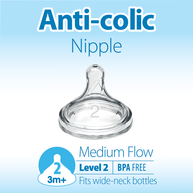 Dr. Brown s Options+ Wide-Neck Baby Bottle Nipple Level Two (2 pack)