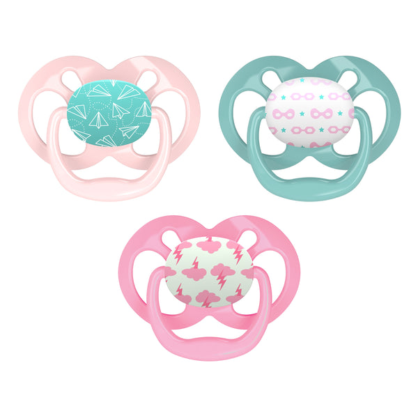 Dr. Brown's Advantage 3-Pack Stage 2 Glow in the Dark Pacifiers in Pink