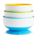 Munchkin Stay Put Suction Round Bowls, Plastic, Multi-Color, 3 Pack