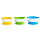 Munchkin Stay Put Suction Round Bowls, Plastic, Multi-Color, 3 Pack