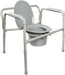 McKesson Bariatric Folding Steel Bedside Commode Chair with Fixed Arms