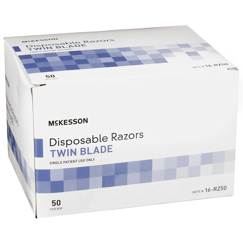 McKesson Single Edge Twin Blade Disposable Razor - Box of 50