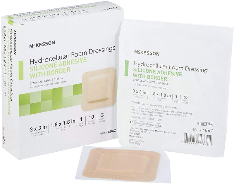 McKesson Silicone Foam Dressing Square No Border Film Backing - Senior.com Foam Dressings