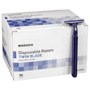 McKesson Single Edge Twin Blade Disposable Razor - Box of 50