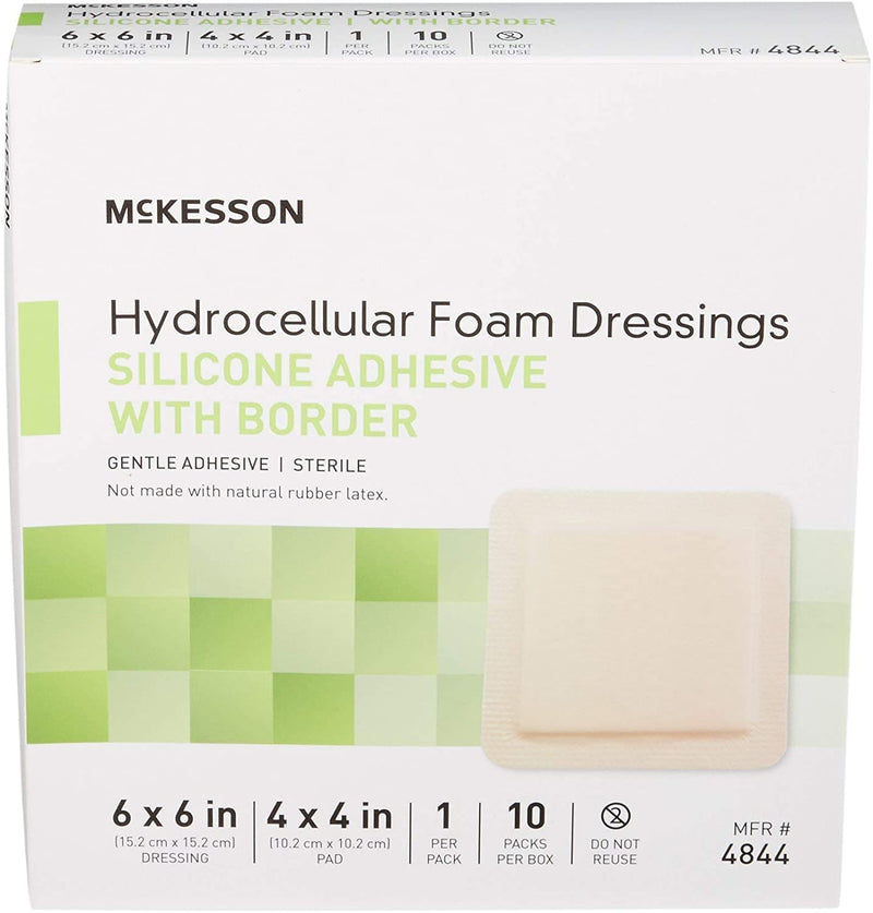 McKesson Silicone Foam Dressing Square No Border Film Backing