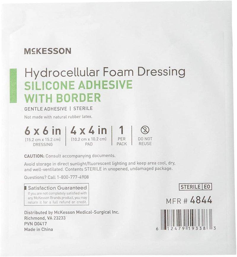 McKesson Silicone Foam Dressing Square No Border Film Backing