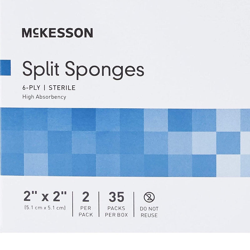 McKesson I.V. Drain Split Dressing Sponges - Sterile Poly / Rayon Blend