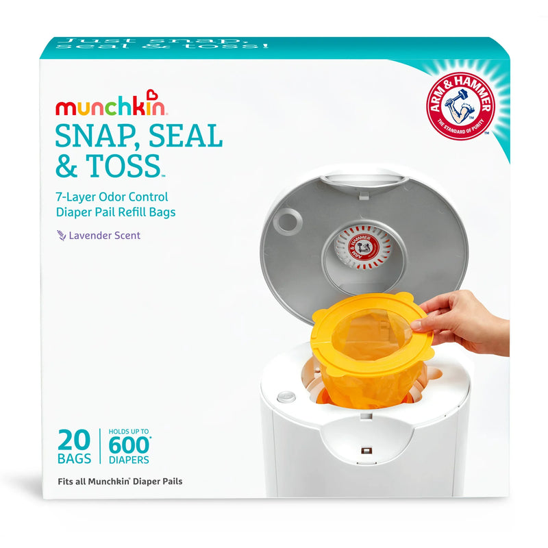 Munchkin Arm & Hammer Diaper Pail  Snap, Seal and Toss Refill Bags