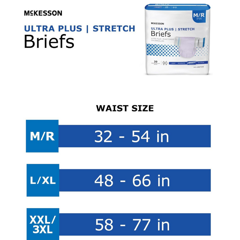 Mckesson Ultra Plus Stretch Tab Closure Unisex Briefs - Heavy Absorbency