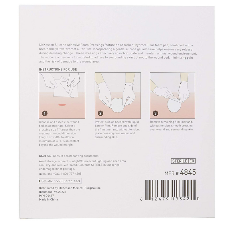 Mckesosn Silicone Foam Dressing 7 x 7" Sacral with Border Film Backing