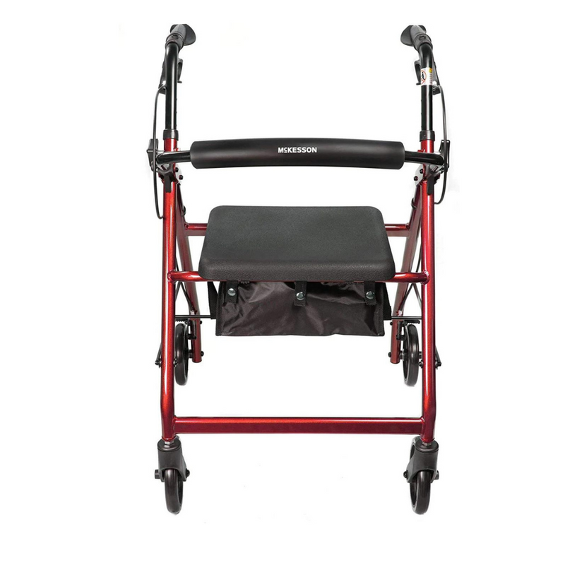 McKesson Lightweight Aluminum Folding Rollator with Padded Seat