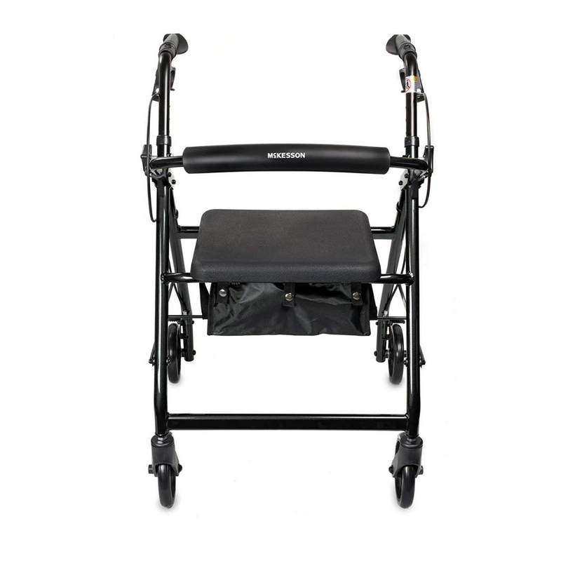 McKesson Lightweight Aluminum Folding Rollator with Padded Seat - Senior.com Rollators