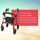 McKesson Lightweight Folding Rollator with Padded Seat