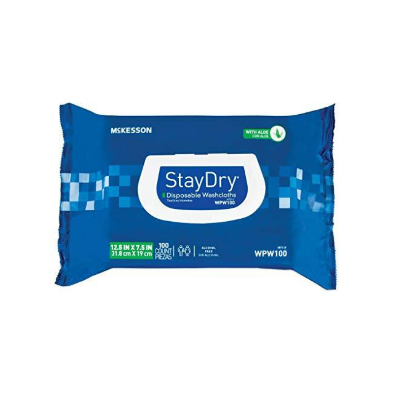 Mckesson StayDry Disposable Washcloths with Aloe