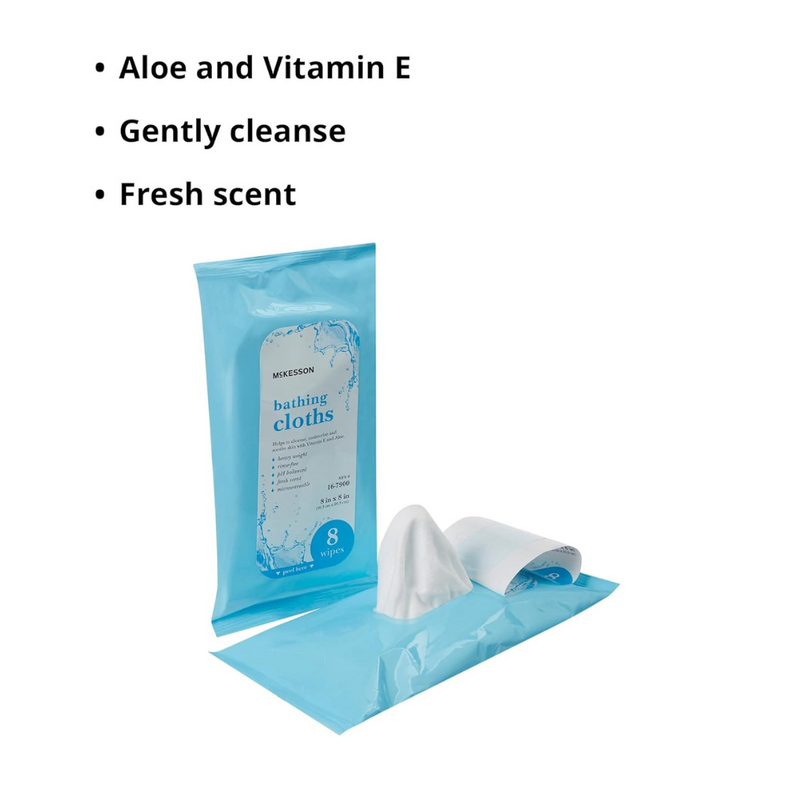 Mckesson Hypoallergenic Rinse-Free Bathing Wipes with Aloe