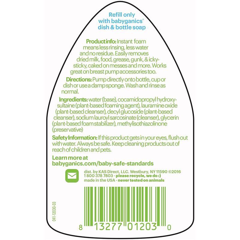 Babyganics Foaming Dish & Bottle Soap 3.38 oz.