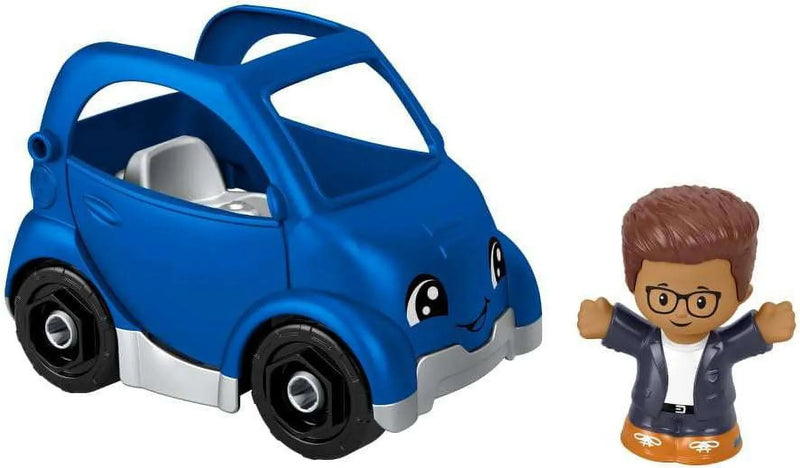 Fisher Price-Little People Toy Vehicle & Figure Set-HMX82-Blue Car-Legacy Toys