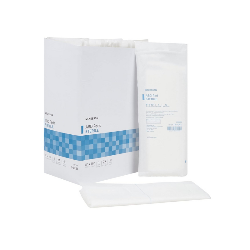 McKesson White Abdominal Pad - Sterile 8 X 10 Inch - 24 Per Box - Senior.com Abdominal Pads